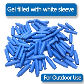 Low Voltage Wire Connectors - B Connectors Silicone Filled Wet B Gel Telephone Alarm Wire Crimp Bean Type Splice for Low Voltage Application, Blue (100Pcs)