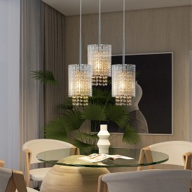 Chrome Spiral Stripes Modern Pendant Light Crystal Chandeliers Adjustable Pendant Light Fixture for Kitchen Island 3 PackShade  color: chrome, Design Style: Modern, Lamp Power(W): no bulbs, Number of Lights: 3