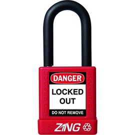 ZING 7031 RecycLock Safety Padlock, Keyed Alike, 1-1/2" Shackle, 1-3/4" Body, Red