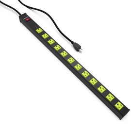 Monster Workshop Heavy-Duty Garage Power Strip Surge Protector - Mountable Heavy-Duty Wide-Spaced 12 Grounded AC Outlets with 6ft Plug Chord- 4200 Joules - ETL Listed