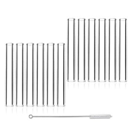 Gtysmox 4 Inches 12 Pcs Transparent Borosilicate Glass Tubes, 10mm Diameter 1.5mm Thickness Glass Tubing with 1 Cleaning Brush for DIY Making Glass Crafts