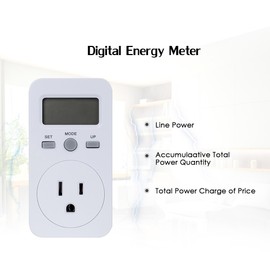 LCD Display Electricity Usage Power Meter Socket Energy Wattage KWH Consumption Cost Analyzer Monitor Outlet AC120V US Plug