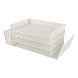 Office Depot® Brand Mesh 4-Shelf 2-Sided Desk Sorter, 6-1/2"H x 16-1/2"W x 9-1/16"D, White