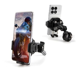 BENEALL Motorcycle Phone Mount for Fork stem Hole Handlebar Mount 360 Cell Phone Holder Clamp Fit for ATV UTV Motorcycle Bike Snowmobile Scooter
