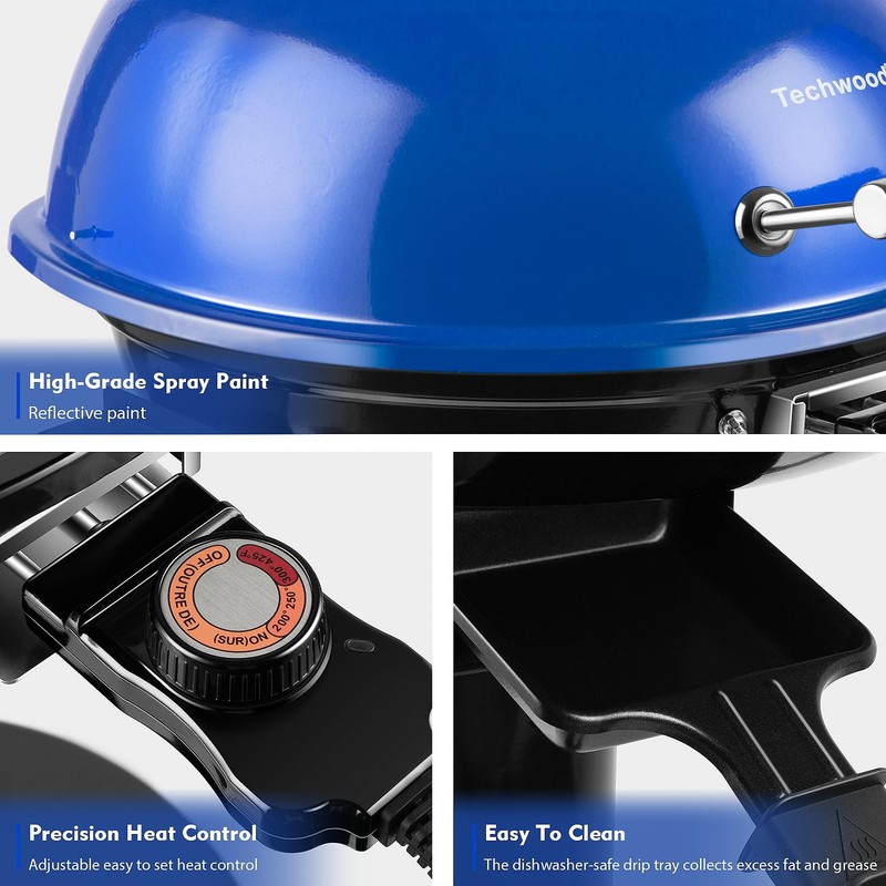 Electric Grill, Techwood Indoor/Outdoor Electric BBQ Grill, 1600W Portable Removable