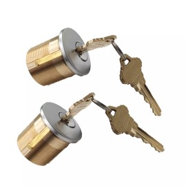 MOUNTPARTS 2PCS Mortise Lock SC1 KD Cylinders Adams Rite 4Keys For Store Front Door Brass