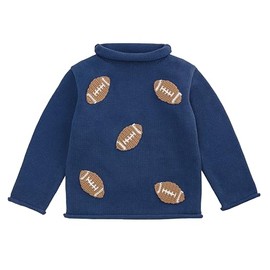 Mud Pie Boys Kids Football Rollneck Sweater, Navy