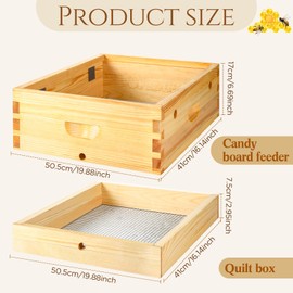 Thyle 1 Pcs Beehive Candy Board 1 Pcs Bee Hives Boxes 10 Frame with Beeswax Coated Bee Hive Winter Quilt Box Overwintering Beehive Moisture Quilt Box Bee Candy Board for Winter Beekeeping Equipment