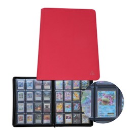 Rayvol 16-Pocket Toploader Binder, Holds 512 Toploaders 16 Pocket Top Loader Card Storage Case, 500 + Ringless Double-Sided Pockets for Cards in 3 x 4'' Toploaders -Red