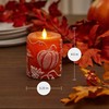 Luminara Embossed Leaves and Pumpkins Moving Flame Pillar Candle 3.25"