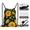 Richugui Black Drawstring Bags Sunflower Drawstring Backpack Sports Gym Bag
