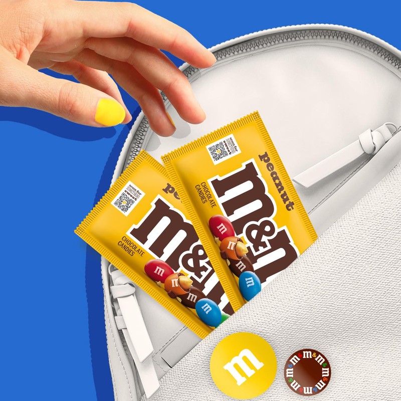 M&M'S Peanut Chocolate Candy, Full Size 1.74 oz Bag, Pack