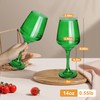 GLAZVIA Green Wine Glasses Set of 6, 14oz Stemmed Glasses,