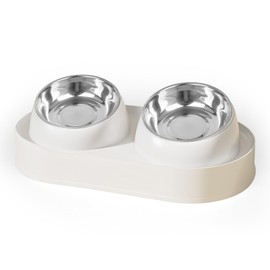 Cat Food and Water Bowl Set, Elevated Cat Food Bowls Stainless Steel, Raised and Tilted Cat Bowls for Cats and Small Dogs