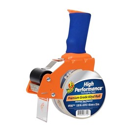 Duck High Performance Clear Packing Tape with BladeSafe Dispenser – Tape Gun with HP260 Strong Packaging Tape for Shipping, Moving, Mailing & Boxes - 3" Core, 1.88 Inch x 60 Yards, Clear (1078566)