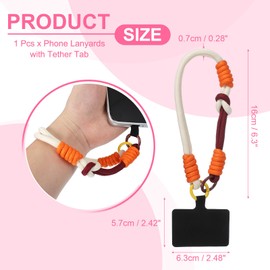 PATIKIL Wrist Strap, Universal Wrist Lanyard Strap Wristlet Charm Anti Theft Cell Phone Lanyard with Tether Tab, White Orange Brown