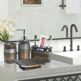 LUANT Bathroom Accessories Set Including Cup, Toothbrush Holders, Soap Dishes and Soap Dispenser, Brown