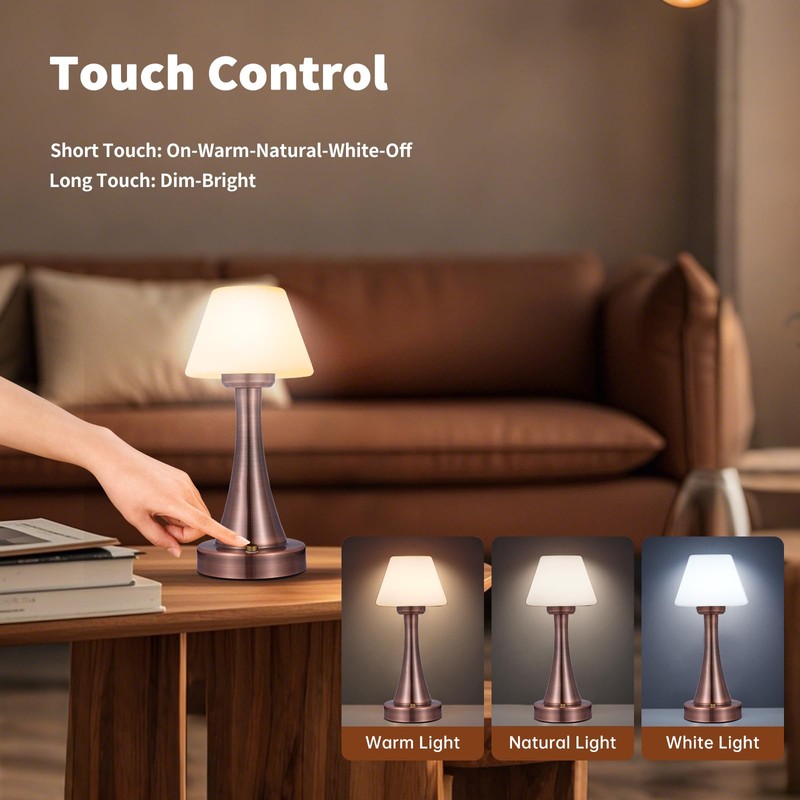 URLIGHTS Waterproof Rechargeable Table Lamp for Shower & Outdoor, Cordless