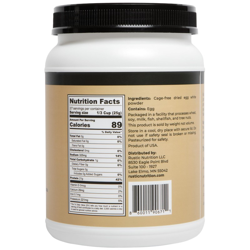 Rustic Nutrition, Cage-Free Egg White Protein Powder, Made in USA