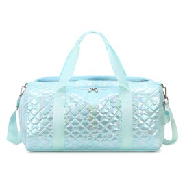 NESPHY Sports Duffle Bag for Girls, Flash Green Dance Ballet Bag with Shoe Compartment, Multifunctional Travel Overnight Weekender with Waterproof Foldable Design