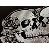 Engraved Skeleton Skull Lovers Car Tag Diamond Etched Vanity Front