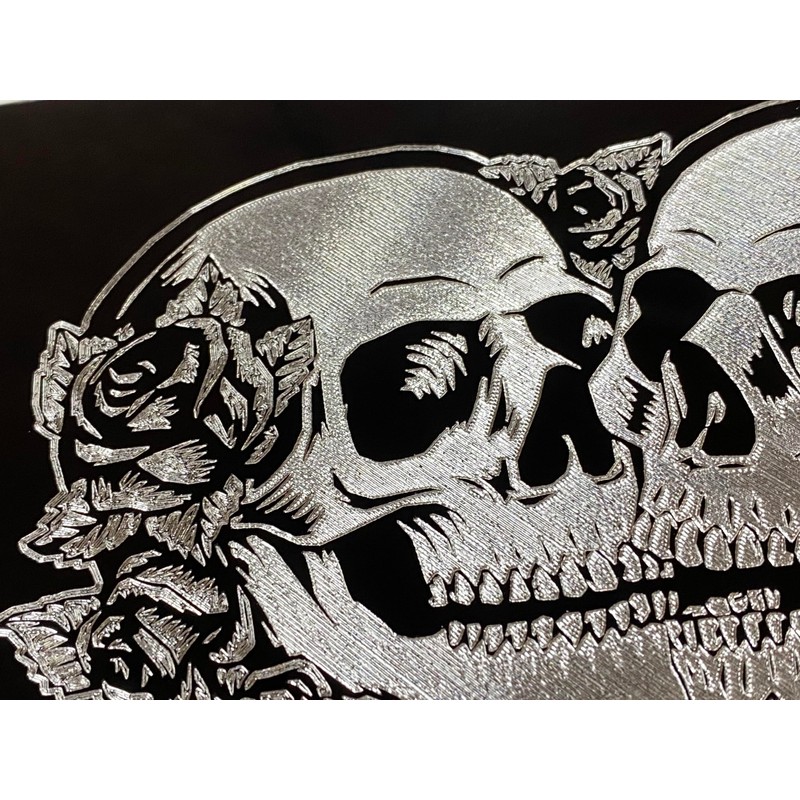 Engraved Skeleton Skull Lovers Car Tag Diamond Etched Vanity Front
