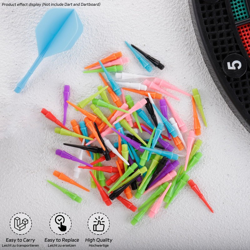 CyeeLife Plastic Dart Tips, Pack of 100, 2BA Thread, Extremely