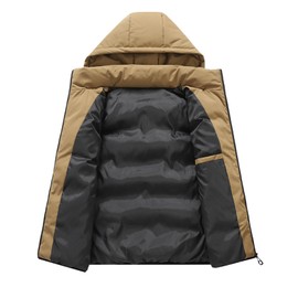 Gihuo Mens Winter Puffer Vest Color Block Hooded Sleeveless Quilted Jacket Zip Up Padded Coats Outerwear(Brown-M)