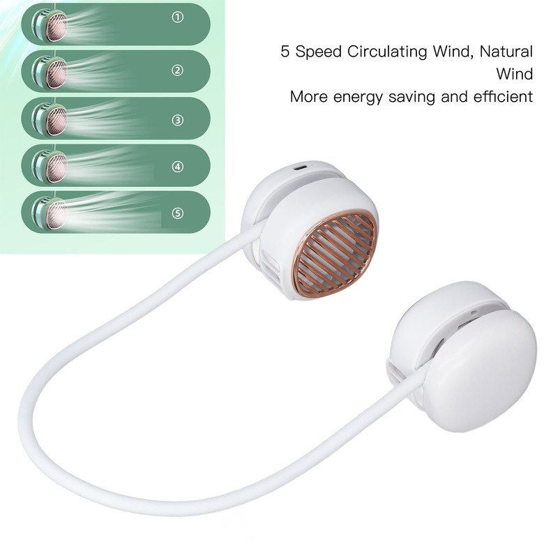 Neck Fan 5 Speed 720 Degree Adjustable USB Charging Retractable