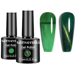 Senvenski Grün Jelly Gel Nagellack Rein Türkis Magnetisch Nagellack Transparent Kristall Shellac Glitzer UV LED Gift Set Kit Nagellack Kinder Mädchen (CS2-010)