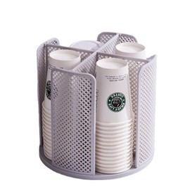 Hosoncovy Cups Holder 360 Rotating Paper Cup Dispenser,Cup Organizer for Home Kitchen Office Bar (Grey)