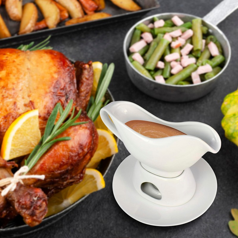 KOVOT 12 Ounce Gravy Boat, Warming Stand & Tray |