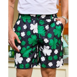Arvilhill Men St. Patrick's Shorts Irish Novelty Short Green Black Shamrock XL