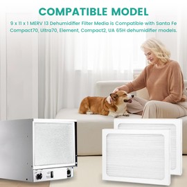 9 x 11 x 1 MERV 13 Replacement Dehumidifier Filter Compatible with Santa Fe Compact70, Ultra70, Element, Compact2, UA 65H dehumidifier Models, Upgraded, 4 Pack