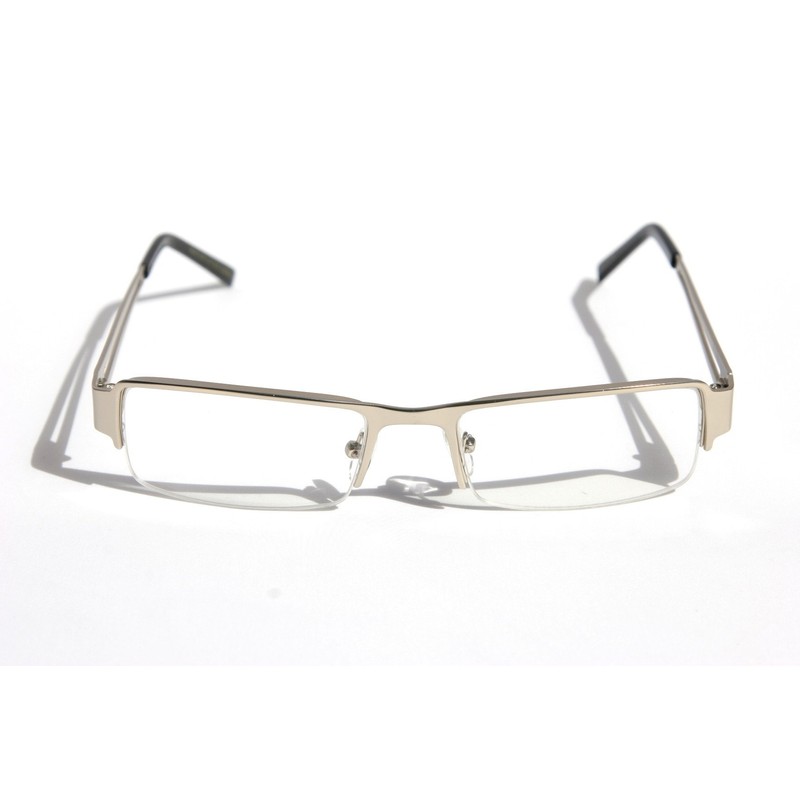 Premium Khan Metal Rectangular Reading Glasses (Silver, 1 x)
