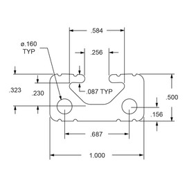 8020, 1050, 10 Series 1 Inch x 0.5 Inch T-Slotted Aluminum Extrusion Extruded DIY One Channel Linear Slot Bar Rail 80/20 (Clear Anodize, 18" Long)