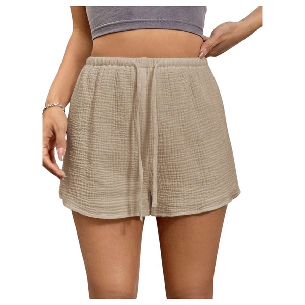 RoseSeek Women's Elastic High Waisted Track Shorts Casual Wide Leg