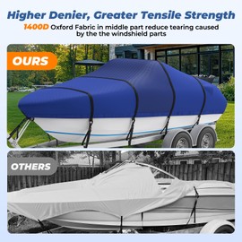 Boat Cover with Motor Cover, 1400D Center Reinforced, 14'-16'