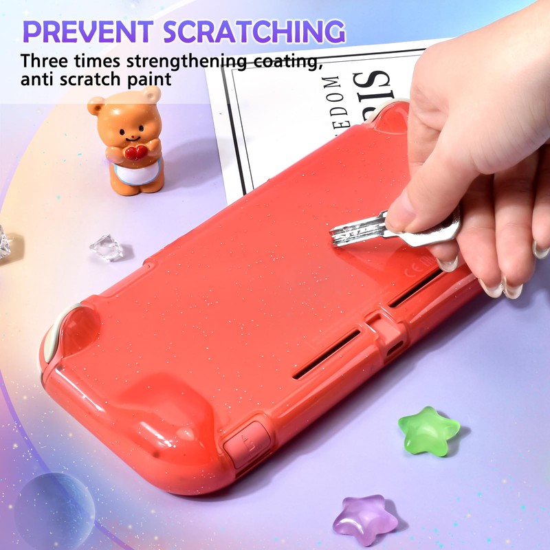 DLseego Case Compatible with Switch Lite,Crystal Glitter Transparent Protective Case