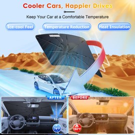 BSTW BSTW Passend fr 2021-2025 Hyundai Ioniq 5 Sonnenschutz Frontscheibe C 360 Drehbarer Auto-Sonnenschirm mit UV-Schutz & Hitzeschutz | Faltbar, fr Ioniq 5 N Sonnenschutz Windschutzscheibe Zubeh?r