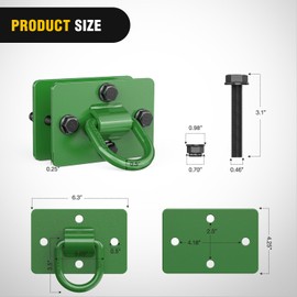 Nilight 2PCS 1/2" D Rings for Trailers Heavy Duty Trailer Tie Down Rings, Grade 70 Forged Steel Bolt-On Grab with Back Plates for Tractor Bucket RV UTV Truck MBS 12000 lbs, Green, 2 Years Warranty