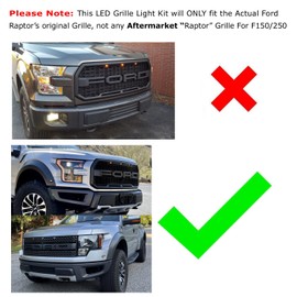 iJDMTOY Clear Lens 60-SMD LED Front Grille Running Lights and Front Fender Flare Side Marker Lights Compatible With 2010-2014 Ford Raptor, Xenon White
