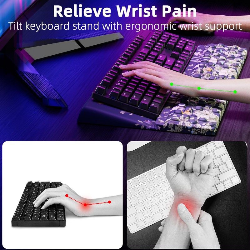 Ospelelf Keyboard Stand Pad with Wrist Rest, Comfy Ergonomic Keyboard