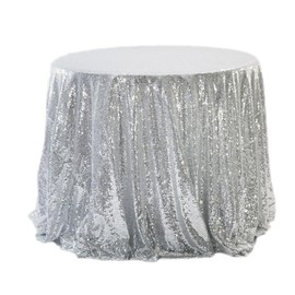 Anevous Glitter Sequin Tablecloth, Round Glitter Tablecloth, Protects and Decorative Table Runner, Plain Tablecloth for Birthday, Wedding, Party, Dining Room, Christmas, Silver, 60 cm