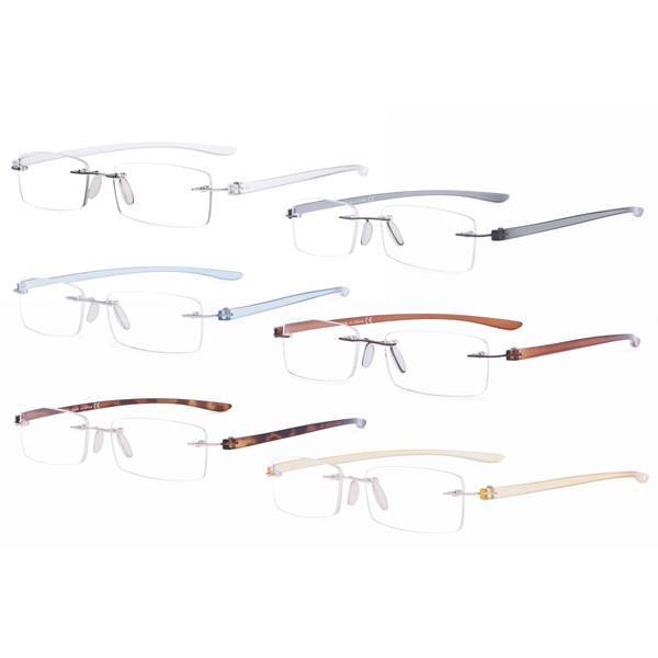 Eyekepper Paquete de 6 lentes de lectura sin montura para mujer, lentes de lectura sin marco para lectura de hombres +0.50