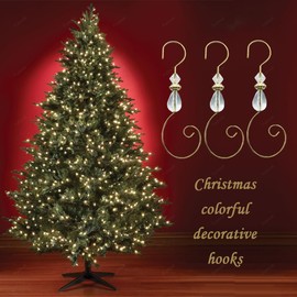 Furimuk 20 Pcs Christmas Ornament Hooks Beaded Hangers with Clear Acrylic Wire Gold S-Shaped Hangers Hook Swirl Hanger Metal Hooks with Crystal Beaded for Crafts Xmas Tree Decoration