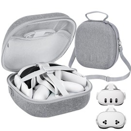 SMICEM Hartschalen-Tragetasche für Meta Quest 3, VR Gaming-Headset und Touch-Controller, Reisetasche mit Schultergurt, tragbare schützende Aufbewahrungstasche für Meta Quest 3 Zubehör, grau