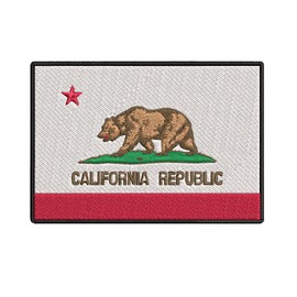 California State Flag Patch Emblem 3.75" x 2.25" Fully Embroidered DIY Iron-on/Sew-on Decorative Embroidery Applique Clothing Vest Jacket Bags Premium Stitching Republic Bear Logo Biker MC Travel