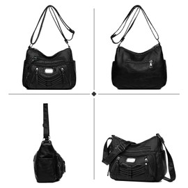 ModaZeal Ladies PU Leather Handbags Multi-Pocket Crossbody Bags for Women Waterproof Hobo Shoulder Bag Messenger Bags Travel Bag for Daily Use