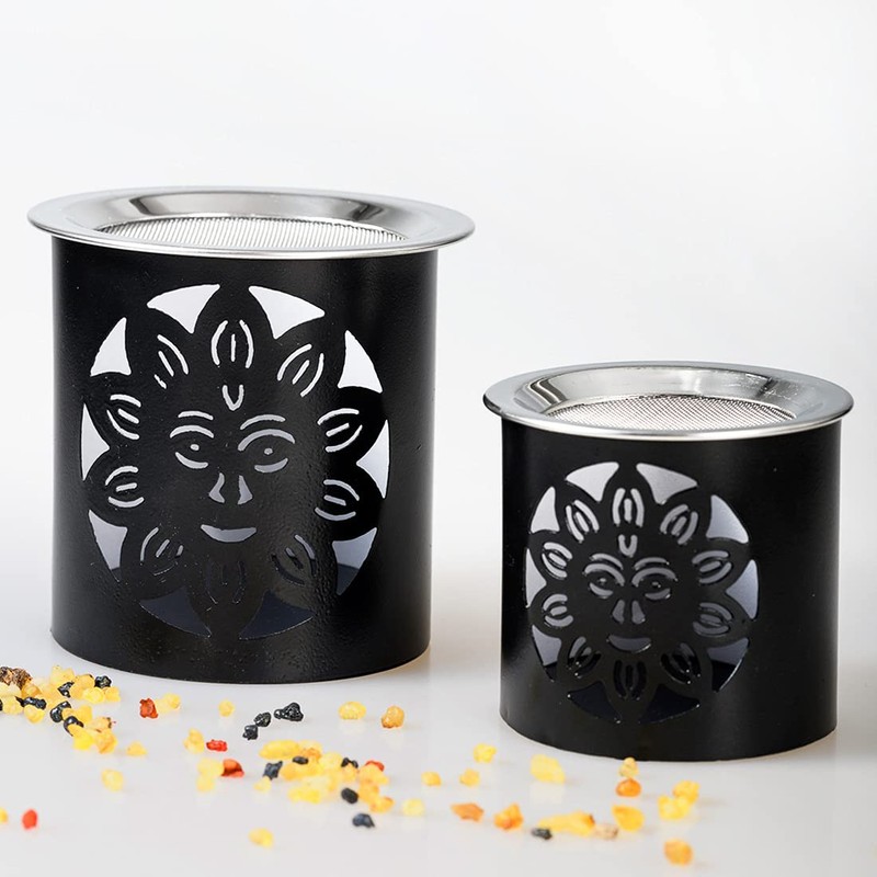 NKlaus Incense Burner Iron Smiley Pattern Black H 6 cm